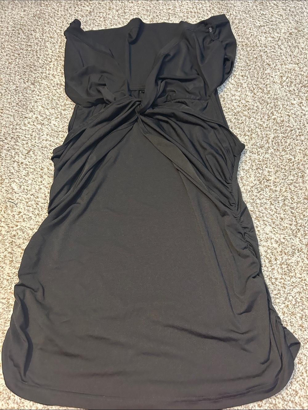 BloomChic Black Midi Dress with Front Twist